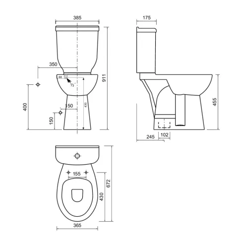 WC, DISABLE WC mozgássérülteknek. S-trap +WC tartály: BD301.410.00 Sapho