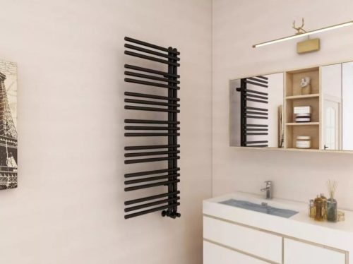 Egyenes radiátor, Arezzo design Linear Black 1200x500 törölközőszárító radiátor AR-LR12050B