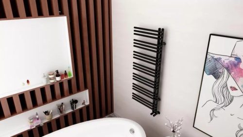 Egyenes radiátor, Arezzo design Linear Black 1200x500 törölközőszárító radiátor AR-LR12050B