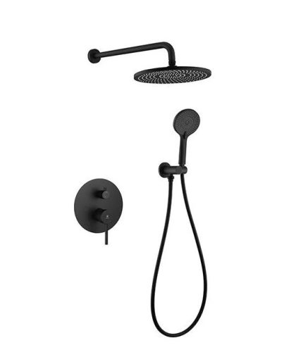 Falba süllyesztett csaptelep, Arezzo design Palmfield zuhanyszett, fekete AR-1160BL