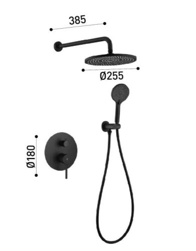 Falba süllyesztett csaptelep, Arezzo design Palmfield zuhanyszett, fekete AR-1160BL