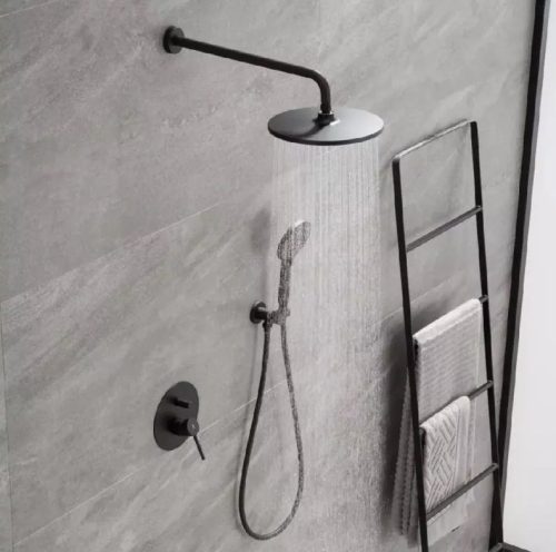 Falba süllyesztett csaptelep, Arezzo design Palmfield zuhanyszett, fekete AR-1160BL