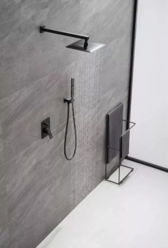 Falba süllyesztett csaptelep, Arezzo design Rockfield zuhanyszett, fekete AR-9960BL