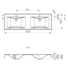 Mosdó, FLAVIA öntöttmárvány duplamosdó 150x10x50 cm: 68154 Sapho