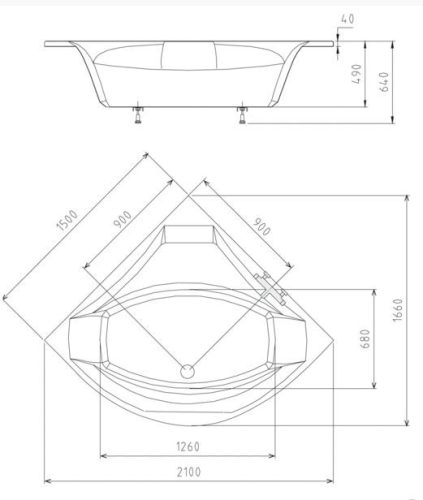 Kád, POLYSAN ROSANA kád 140x140x49 cm : 64119 Sapho