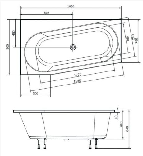 Kád, POLYSAN ASTRA WL kád 165x75x48 cm : 30611 Sapho