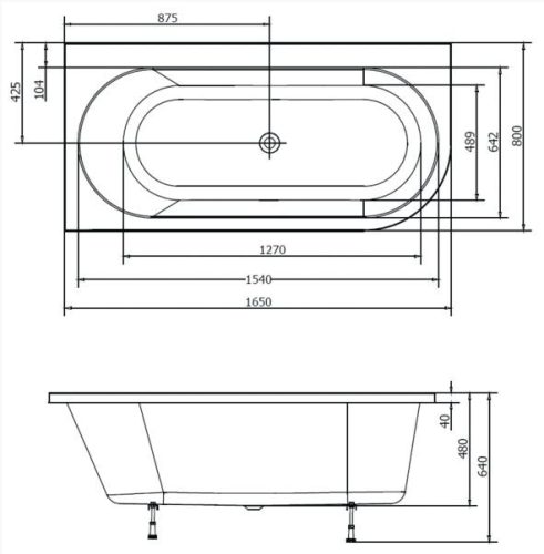 Kád, POLYSAN ASTRA L kád 165x80, balos : 33611 Sapho