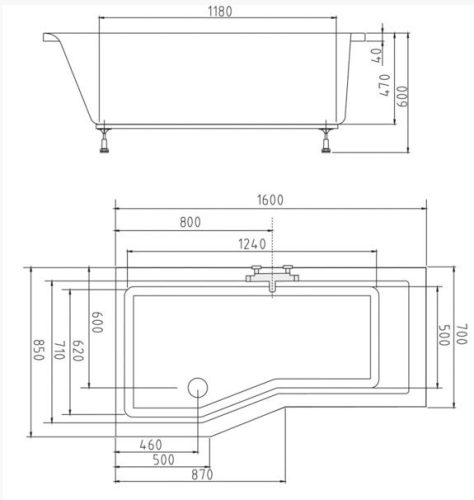 Kád, POLYSAN VERSYS kád 160x85/70x47, bal : 14611 Sapho