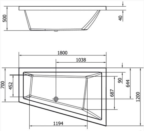 Kád, POLYSAN TRIANGL kád 180x120x50cm, jobb : 20611 Sapho