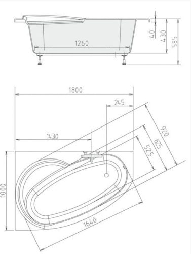 Kád, POLYSAN NAOS kád 180x100x43, bal : 46111 Sapho