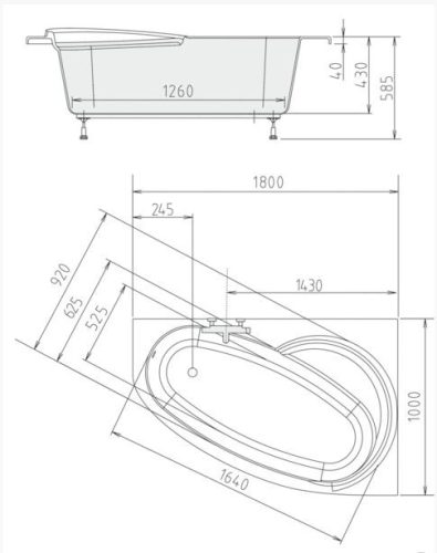 Kád, POLYSAN NAOS kád 180x100x43, jobb : 47111 Sapho