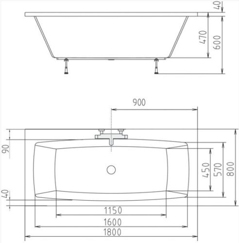 Kád, POLYSAN KVADRA 180x80x47 : 17611 Sapho