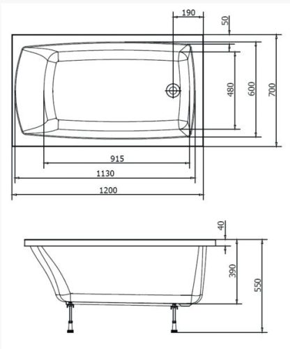 Kád, POLYSAN LILY kád 120x70x39 cm : 25111 Sapho