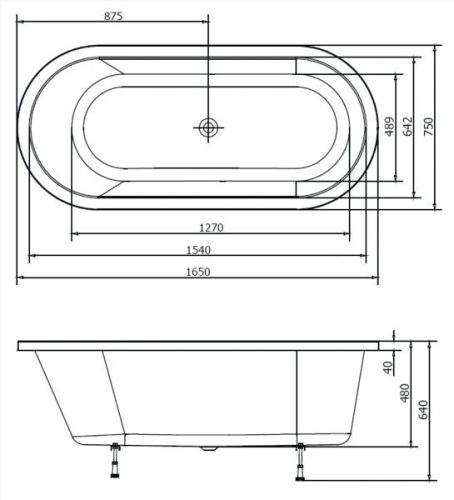 Kád, POLYSAN ASTRA O kád 165x75x48 cm : 35611 Sapho