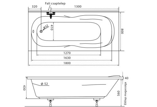 Kád, M-Acryl Klara 180x80