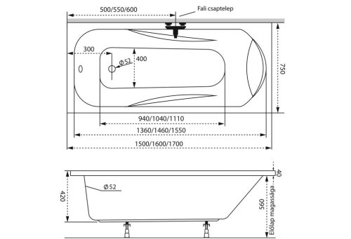 Kád, M-Acryl Sortiment 160x75