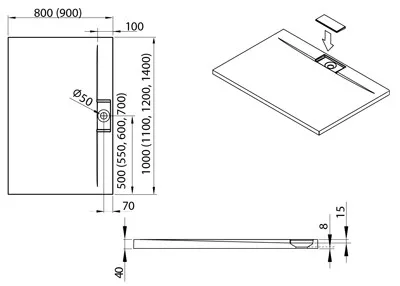 Zuhanytálca, Radaway Giaros D 100x80 műmárvány zuhanytálca
