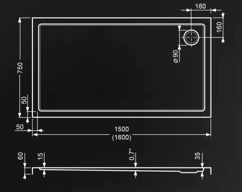Zuhanytálca, Roltechnik Flat Kvadro 1000x1000 szögletes :RT