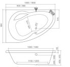 Kád, Roltechnik Harmonia 160x95 aszimmetrikus sarok : RT