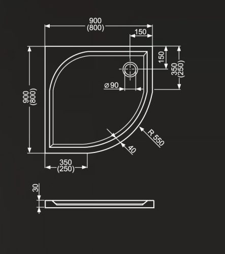 Zuhanytálca, Roltechnik Dream-M/800 íves műmárvány