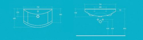 Mosdó, Aqualine Zero kerámiamosdó 74,5x48,5 cm 6075