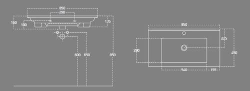 Mosdó, Aqualine Zuno kerámiamosdó 85x45 cm 9085