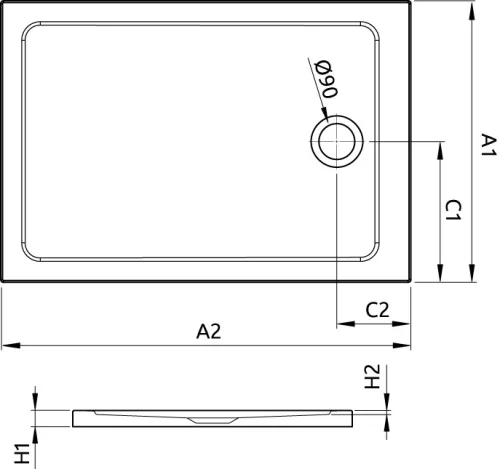 Zuhanytálca, Radaway Doros F 140x80 akril zuhanytálca