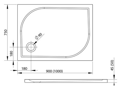 Zuhanytálca, Radaway Delos D 80x75 akril zuhanytálca