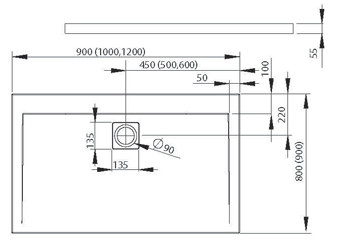 Zuhanytálca, Radaway Argos D 150x90 akril zuhanytálca