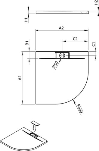 Zuhanytálca, Radaway Giaros A 90x90 műmárvány zuhanytálca