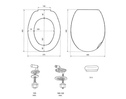 WC tető, AQUALINE ALICANTE WC-ülőke: ST262 x