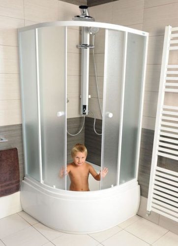 Zuhanykabin, AQUALINE Arlen íves 90x90x150cm fehér profil BTR903