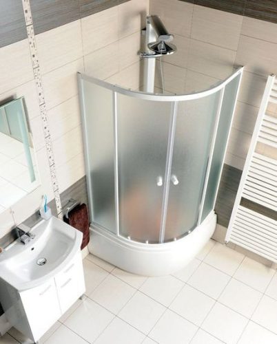 Zuhanykabin, AQUALINE Arlen íves 90x90x150cm fehér profil BTR903