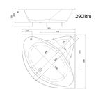 Kád, AQUALINE DYJE akril kád 150x150x42 cm, láb nélkül: A1550