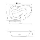Kád, AQUALINE CIDLINA akril kád 150x105x45 cm, bal, láb nélkül: G3618