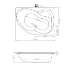 Kád, AQUALINE CIDLINA akril kád 160x105x47 cm, jobb, láb nélkül: G3614