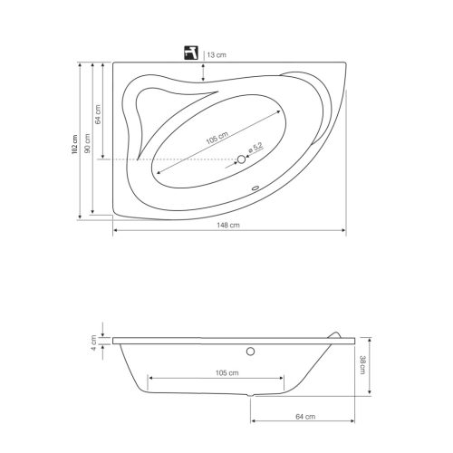 Kád, AQUALINE ORAVA - Akril kád 150x90 bal: G1590