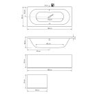 Kád, AQUALINE JIZERA - Akril kád 180x80x39 cm, láb nélkül: G1880