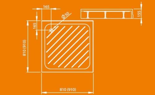 Zuhanytálca, Radaway Rodos C 80x80 akril zuhanytálca