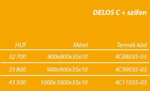 Zuhanytálca, Radaway Delos C 80x80 akril zuhanytálca