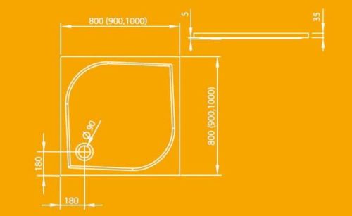 Zuhanytálca, Radaway Delos C 90x90 akril zuhanytálca