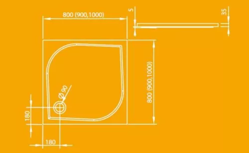 Zuhanytálca, Radaway Delos C 100x100 akril zuhanytálca