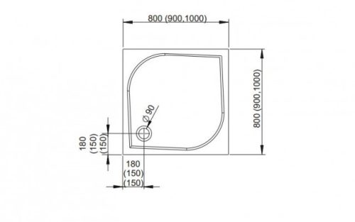 Zuhanytálca, Radaway Paros C 90x90 műmárvány zuhanytálca