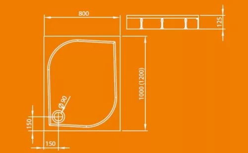 Zuhanytálca, Radaway Paros D 120x80 műmárvány zuhanytálca