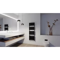   Egyenes radiátor, Arezzo design Flat Black 1500x500 törölközőszárítós radiátor AR-FB15050