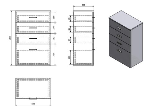Álló szekrény, AQUALINE ZOJA fiókkal fehér 50x78x29 50308