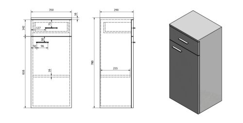 Álló szekrény,Sapho AQUALINE ZOJA 35x78x29 cm fehér : 51250