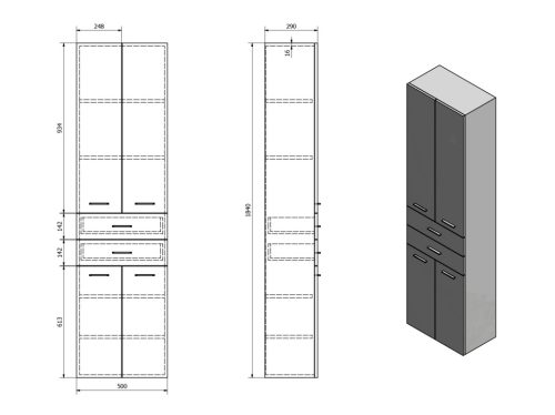 Álló szekrény, Aqualine Zoja /Keramia Fresh fiókkal fehér 51291