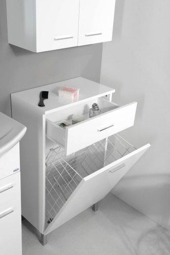 Álló szekrény, AQUALINE ZOJA szennyeskosárral 50x78x29 fehér 51310