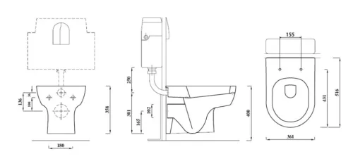 WC, Aqualine Modis fali wc 51 x 35,6 cm: MD001